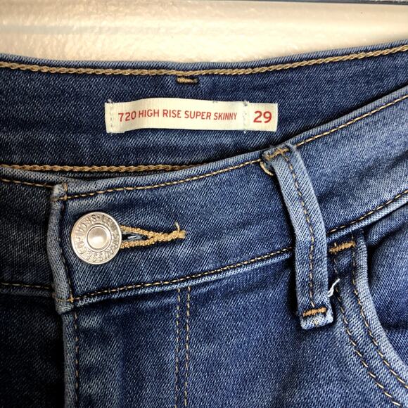 Levi's 720 Light Wash High Rise Super Skinny Aesthetic Distressed Denim 29 x 30 - Picture 5 of 8
